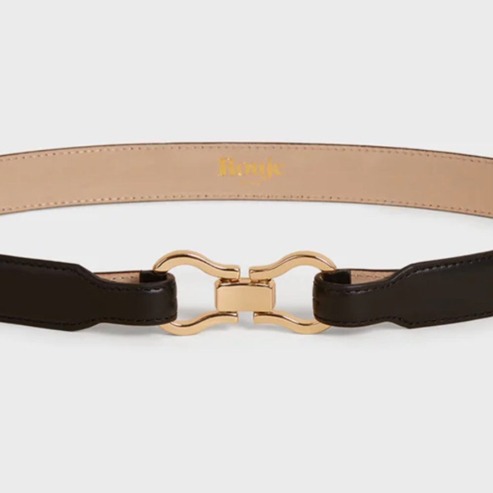 Rouje Laure Belt - BLACK DOUBLE BUCKLE LEATHER BELT- Never Worn